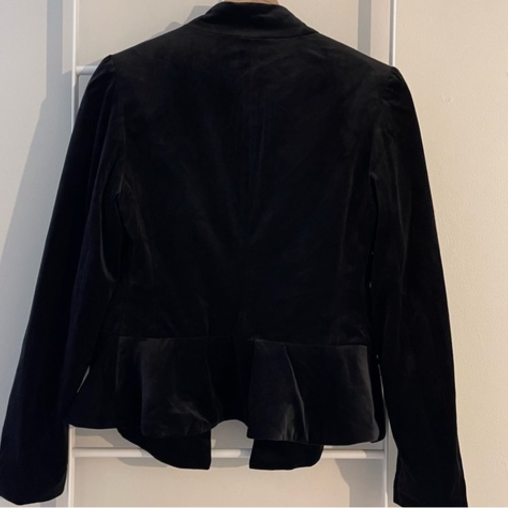 Amaryllis Black Velvet Military Style Peplum Jacket with Pearl Buttons - Picture 4 of 5
